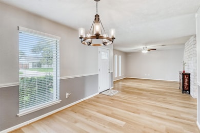 This dining space can easily accommodate a long di