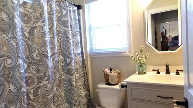 Hall bath has great natural lighting