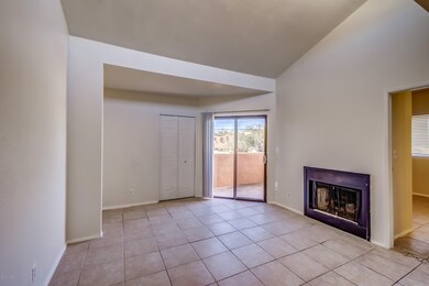 living room with f/p