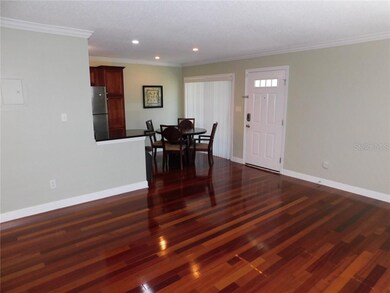 view from living area to dining area