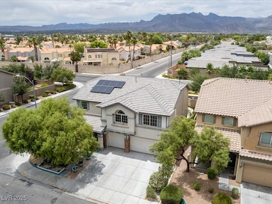 Aerial perspective of suburban area with mountains