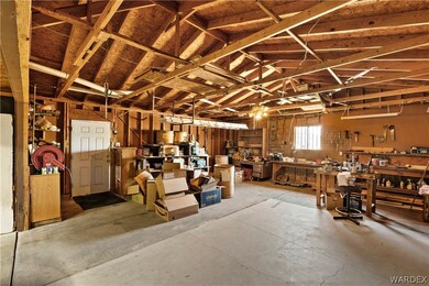 Garage with a workshop area