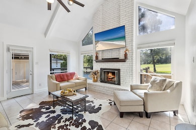 Cathedral ceilings in family room.