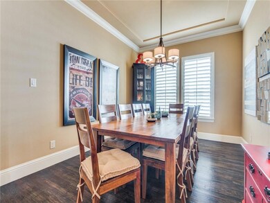 The dining room  is sized just right for the famil