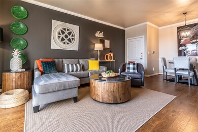 An open-concept living and dining area.