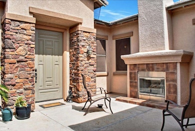 COURTYARD ENTRY WITH FIREPLACE