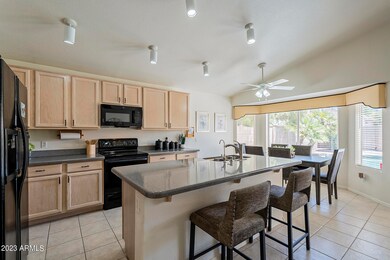 Kitchen is open to the family room