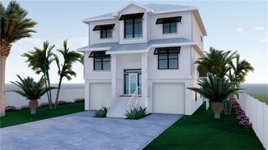 Rendering of a View of front of house with a front lawn and a garage VIRTUALLY EDITED