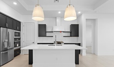 Kitchen with pendant lights