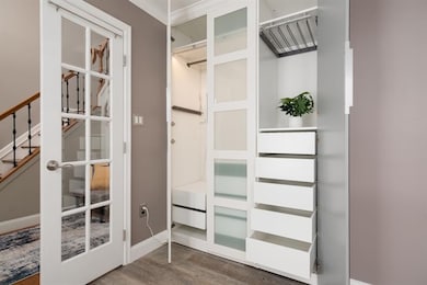 Built ins hide away all the office extras.