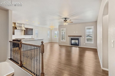 Living room with double sided fireplace