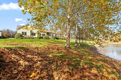 Adjacent to fountained lake