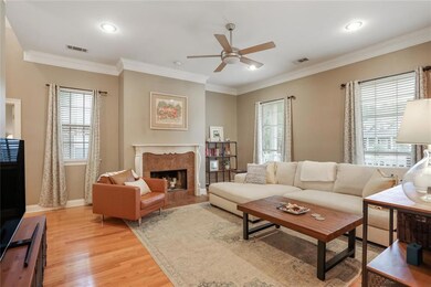 Open living room with fireplace