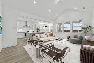Great room with vaulted ceiling