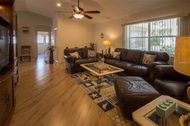 Living room with new high end laminate flooring.