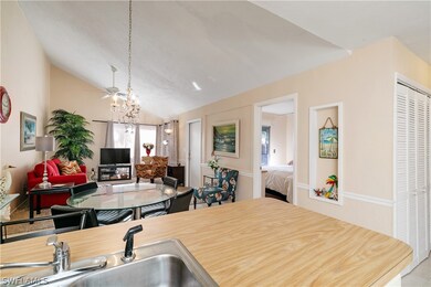A view from the kitchen to the living area.