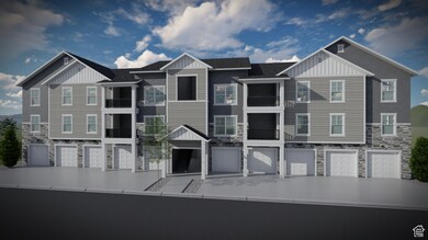 View of front of property featuring stone siding, driveway, a garage, and board and batten siding