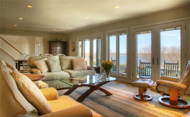 Great room with French doors leading to patio and