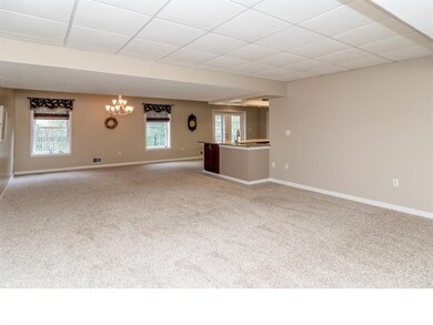 Windows and the French door make this basement lig