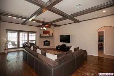 Huge living features wood beamed ceiling, distress