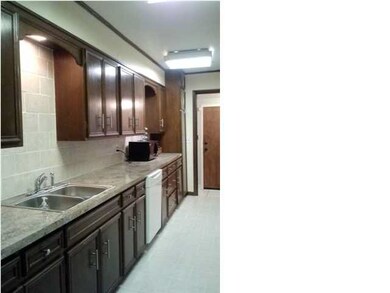 Updated kitchen features new tile, new countertop 
