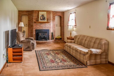 Family room with a fireplace.