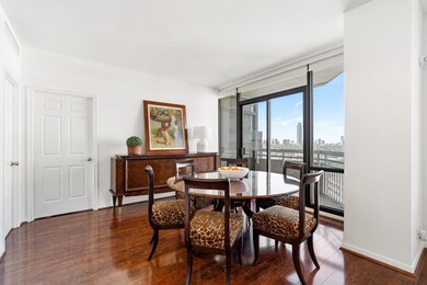 The dining area accommodates large scale furnishin