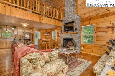 Floor to ceiling stone fireplace