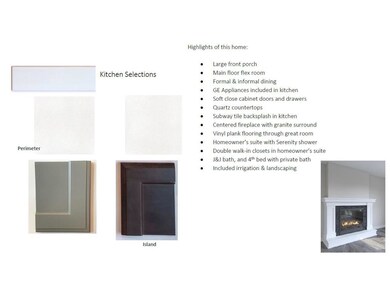 Cabinets and countertop selections
