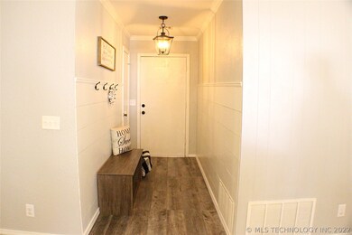 Entry with shiplap, New wood like tile , new light
