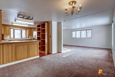 Open dining and living area