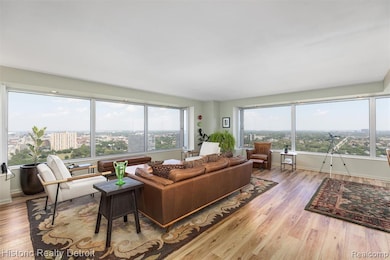 1300 E. Lafayette #2407 — Elevated City Living with Iconic Views.  Perched high on the 24th floor of Detroit’s iconic 1300 East Lafayette Cooperative, this 1,664 sqft corner residence embodies the best of modern city living. Recently reimagined with 