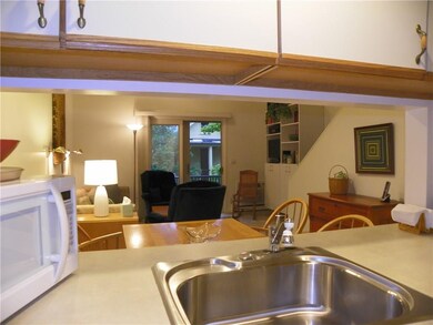 Looking into the dining/living room area from kitc