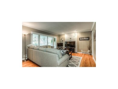 Living Room with Wood Floors & Plantation Shutters