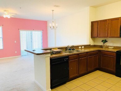 Kitchen view overlooking dining room