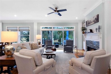 Delightful and spacious family room with hardwood