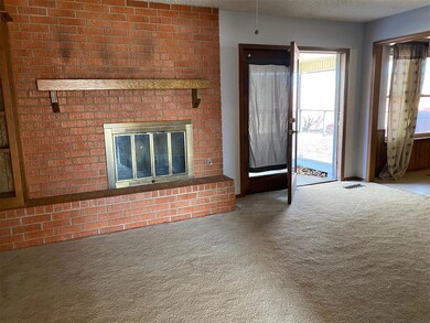 living area with fireplace