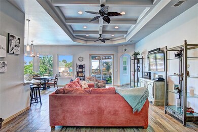 Looking from the foyer into the living area out to