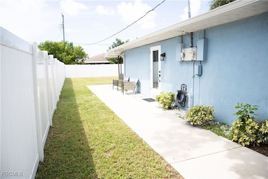 Fenced backyard featuring a patio area
