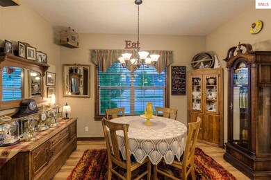 The dining area off of kitchen is perfect for gath