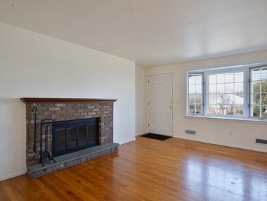 Wood burning fireplace in the living room.
