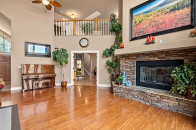 Living Room with Balcony above