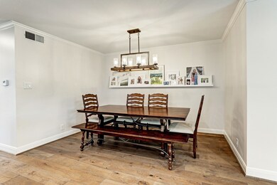 The dining area has plenty of space for a large ta