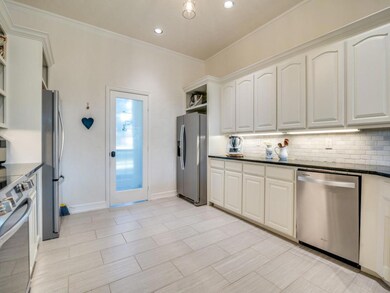 Stainless steel Kitchen appliances,  crown molding
