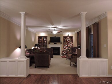 Family room with custom built-ins and gas fireplac