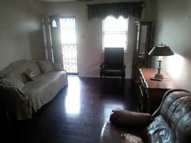 Living room with plenty of natural light and dark hardwood / wood-style flooring