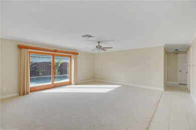 Living room with brand new carpeting and a view of