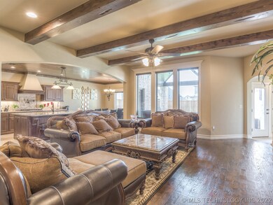 The spacious living room holds very large furnitur