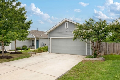 Ranch-style home with board and batten siding, dr