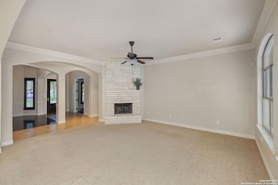 Living room w/stone fireplace
